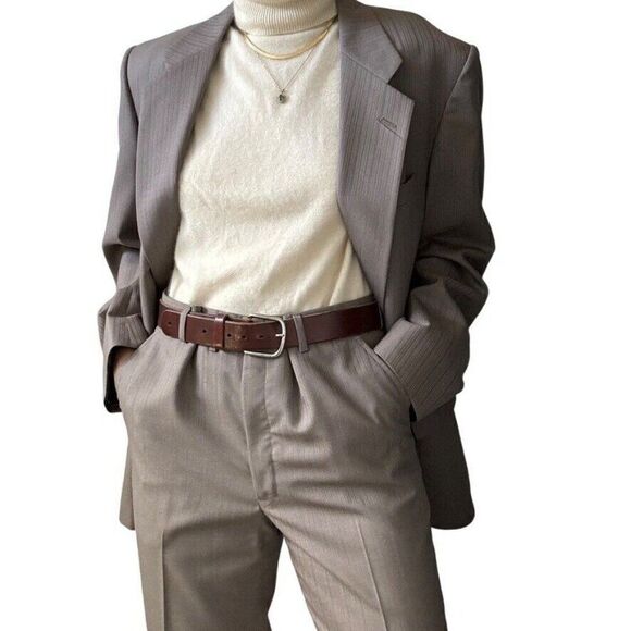 Vintage Christian Dior Gray 100% Wool Suit Sport Coat Blazer Trouser Set 42R - Picture 2 of 16